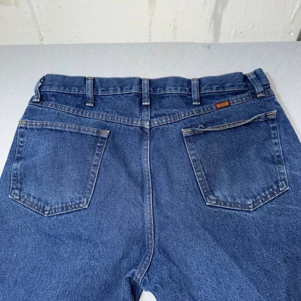 Rustler Mens Regular Fit Straight Leg Blue Denim Jeans 38x30 87619PW Medium Wash